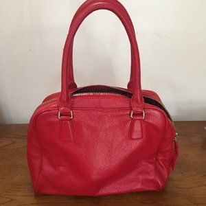 Zenith Handbag - Zip-Around Two Handle Leather Shoulder Bag, Red